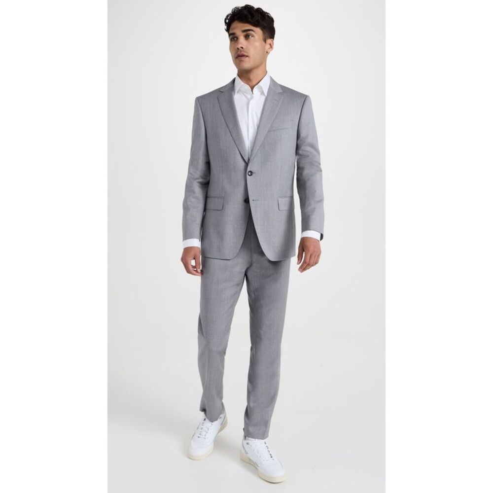 Hugo Boss Mens Stylish Italian Fabric Two Button Formal Suit, Grey, 42, 36W x...